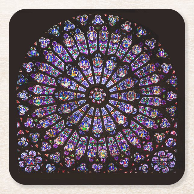 Notre Dame Cathedral Paris Ro Window Underlägg Papper Kvadrat (Framsidan)