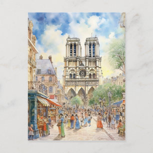 Notre Dame Cathedral Paris Scene Art Vykort