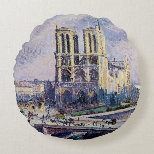 Notre Dame Cathedral Rund Kudde (Framsidan)