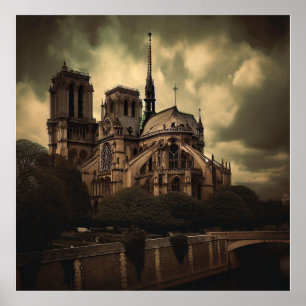 Notre Dame Cathedral Spier, Paris Frankrike Poster