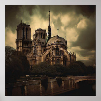 Notre Dame Cathedral Spier, Paris Frankrike Poster