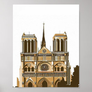 Notre Dame Cathedral Spier, Paris Frankrike Poster