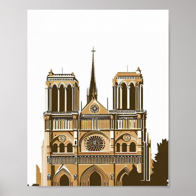 Notre Dame Cathedral Spier, Paris Frankrike Poster (Framsidan)