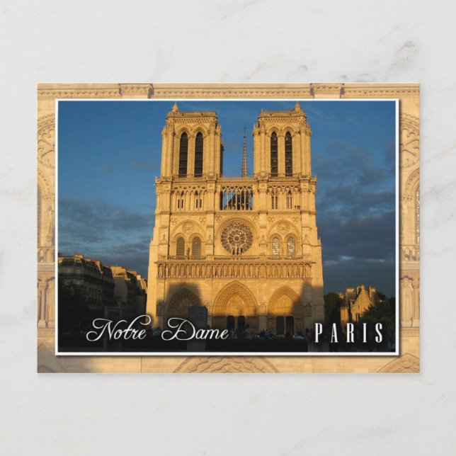 Notre Dame Cathedral (western fasad), Paris Vykort (Framsida)