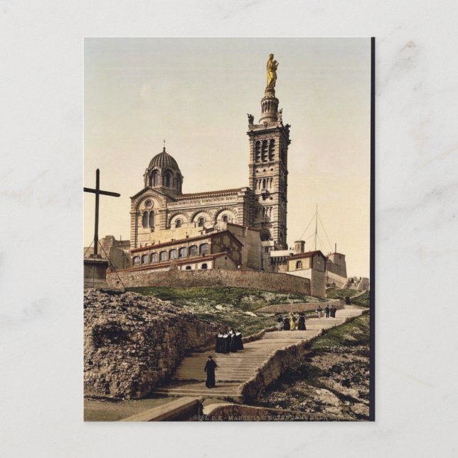 Notre Dame de la Garde I, Marseilles, Frankrike-kl Vykort (Framsida)