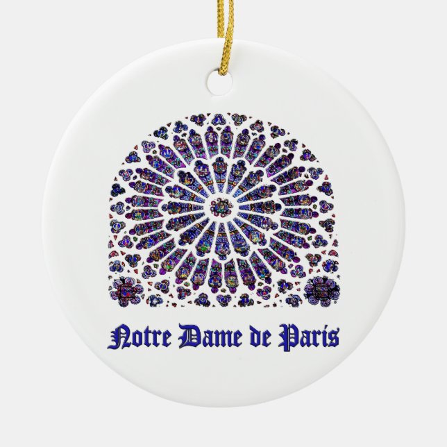 Notre Dame de Paris Cathedral nedfläckad glass T-S Julgransprydnad Keramik (Framsidan)