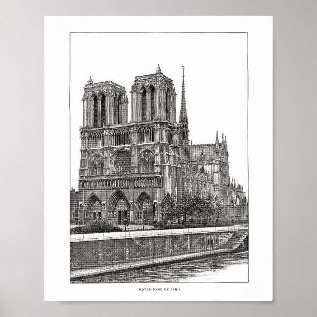 Notre Dame de Paris Cathedral Poster (Framsidan)