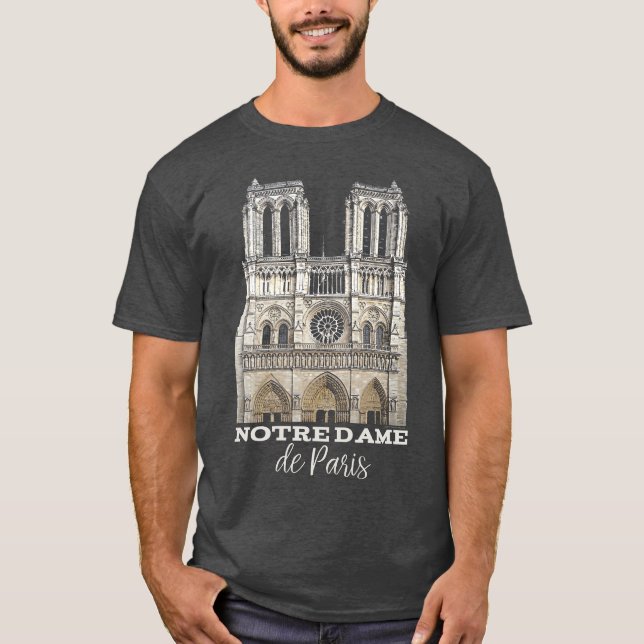 Notre Dame de Paris Domkyrka souvenirT-tröja T Shirt (Framsida)