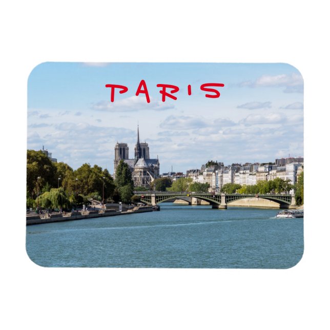 Notre Dame de Paris och Seine River - Frankrike Magnet (Horisontell)