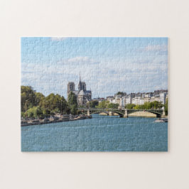 Notre Dame de Paris och Seine River - Frankrike Pussel