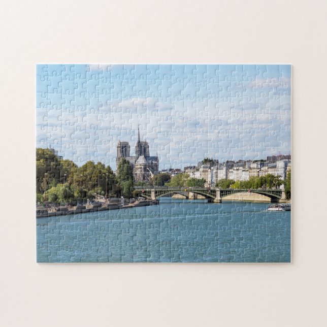 Notre Dame de Paris och Seine River - Frankrike Pussel (Horisontell)