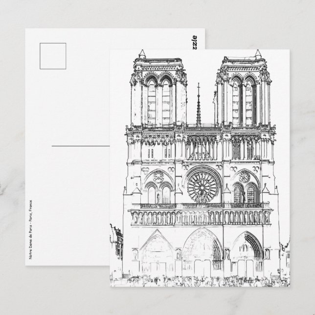 Notre Dame de Paris - Paris, Frankrike Vykort (Fram/baksida)