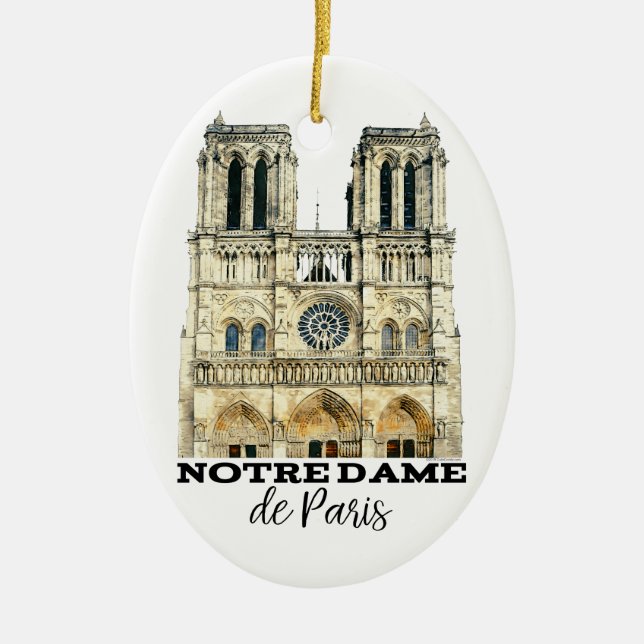 Notre-Dame de Paris Souvenir Frankrike Cathedral Julgransprydnad Keramik (Framsidan)