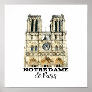 Notre-Dame de Paris Souvenir Frankrike Cathedral Poster