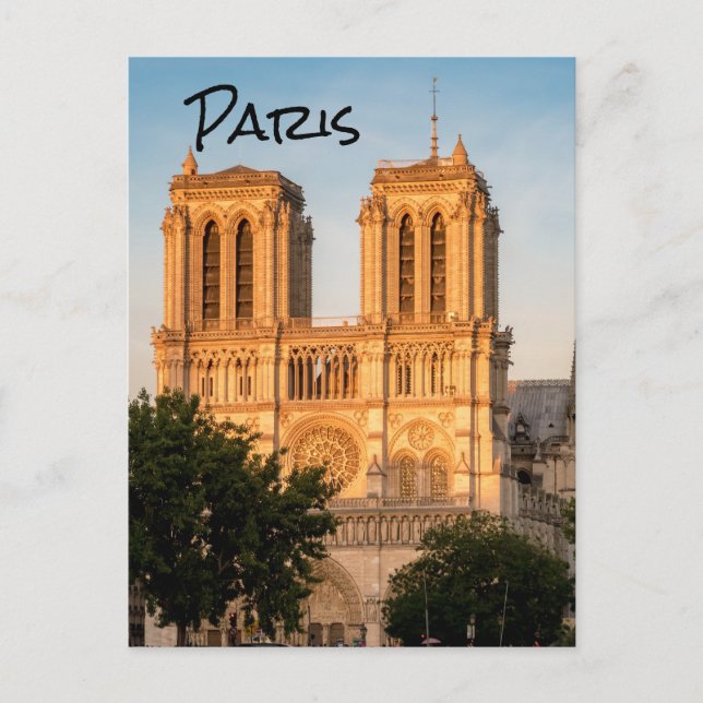 Notre Dame de Paris under gyllene timmen - Paris,  Vykort (Framsida)