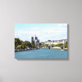Notre Dame de Paris utsikt från Pont d'Austerlitz Canvastryck