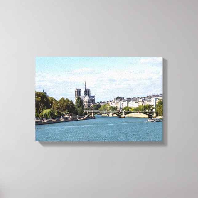 Notre Dame de Paris utsikt från Pont d'Austerlitz Canvastryck (Framsida)