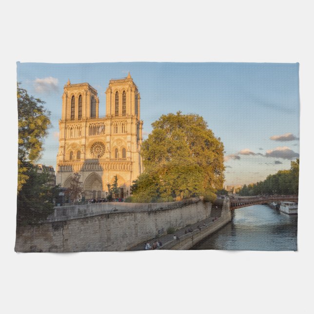 Notre Dame de Paris vid Golden Hour - Paris, Frank Kökshandduk (Horisontell)