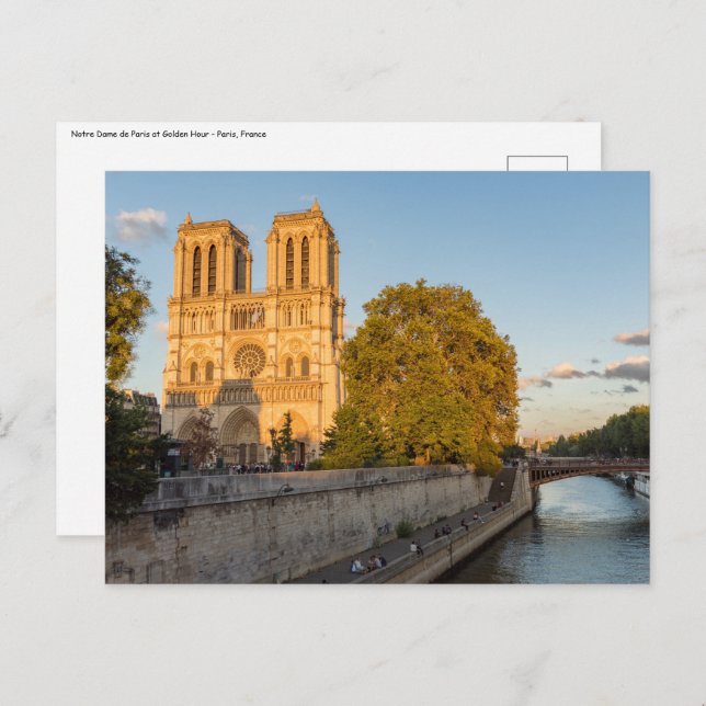 Notre Dame de Paris vid Golden Hour - Paris, Frank Vykort (Fram/baksida)