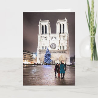 Notre Dame de Paris vid natt Helgkort