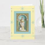 Notre Dame des Victoire Jesus Birthday Blessings Kort<br><div class="desc">Vacker vintage bild av den välsignade jungfrun Maryholdind hennes son Jesus. Golden Gräns omger bilden.
Notre Dame des Victoire</div>