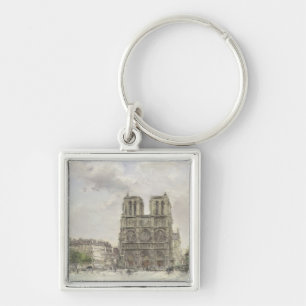 Notre Dame Fyrkantig Silverfärgad Nyckelring