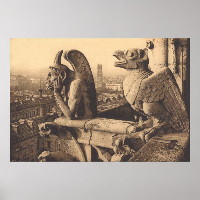 Notre Dame Gargoyle circa 1900 Poster (Framsidan)