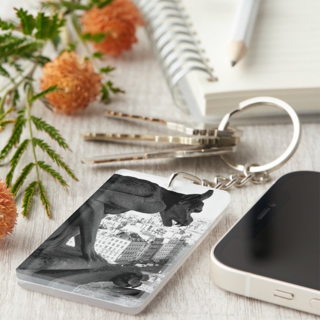 Notre Dame Gothic Gargoyle Watersecure Keychain (Högra Framsidan)