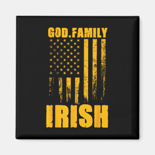Notre Dame irländska Gud. Familj. Vintage Usa Flag Magnet