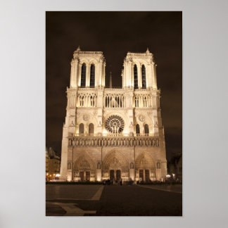 Notre Dame-katedral på natten Poster