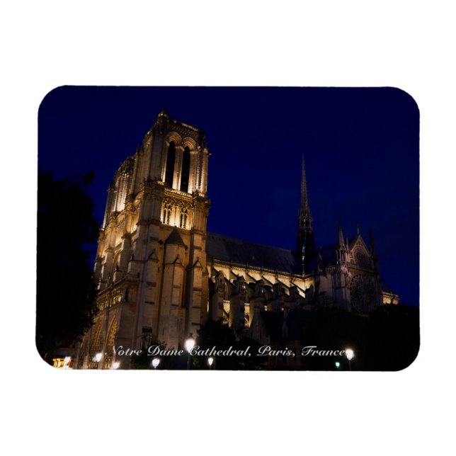 Notre Dame-katedralen på natten, Paris, Frankrike Magnet (Horisontell)