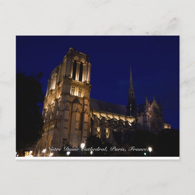 Notre Dame-katedralen på natten, Paris, Frankrike Vykort (Framsida)