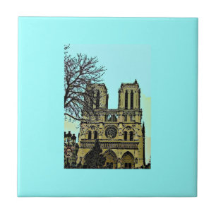 Notre Dame målning Kakelplatta
