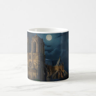 Notre Dame och Full Moon Art Kaffemugg