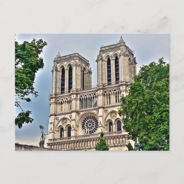 Notre-Dame, Paris, Digital Painting Vykort (Framsida)