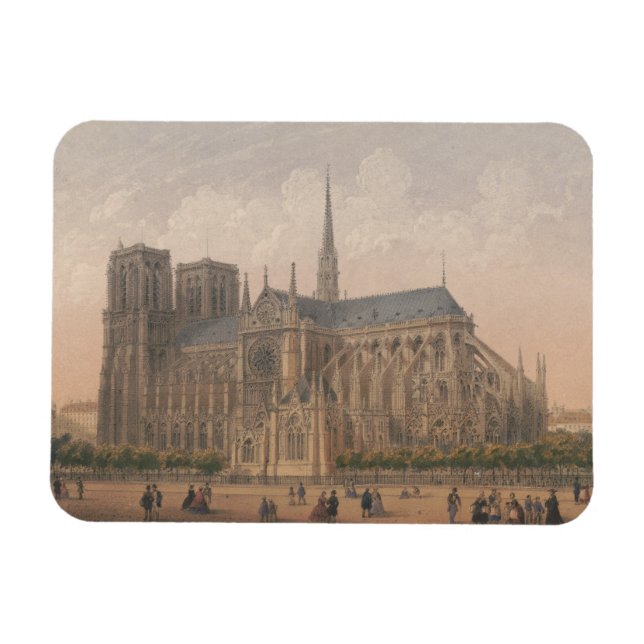 Notre Dame, Paris Lithograph av Charles Rivière Magnet (Horisontell)
