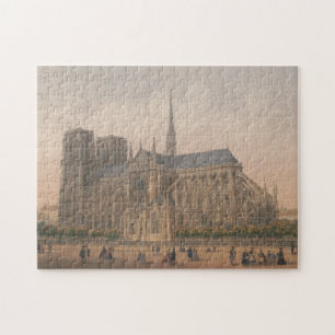 Notre Dame Paris Lithograph av Charles Rivière Pussel