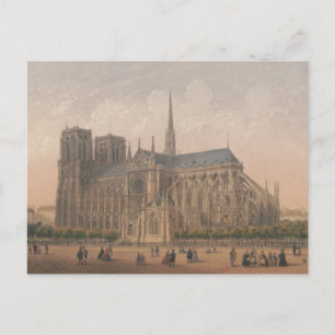 Notre Dame, Paris Lithograph av Charles Rivière Vykort