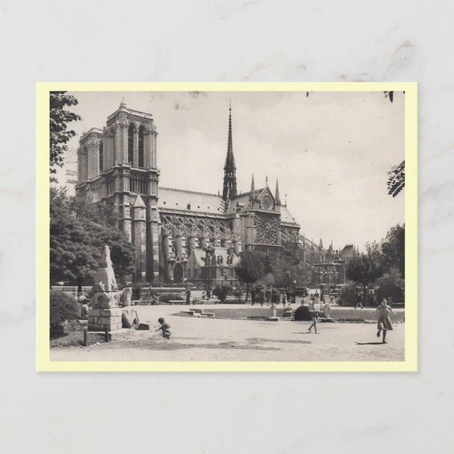 Notre Dame, Paris Vintage Vykort (Framsida)