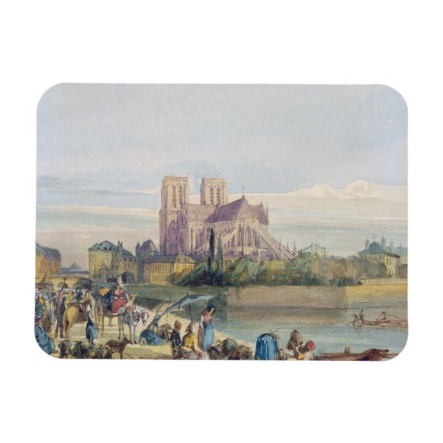 Notre Dame, Paris (w/c on papper) Magnet (Horisontell)