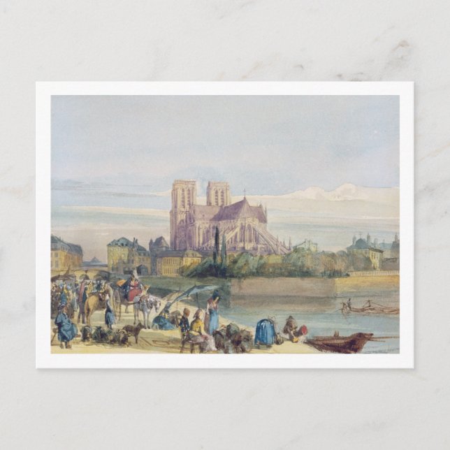 Notre Dame, Paris (w/c on papper) Vykort (Framsida)