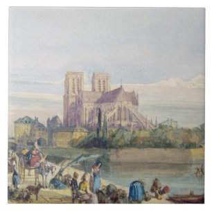 Notre Dame Paris (w/c på papper) Kakelplatta