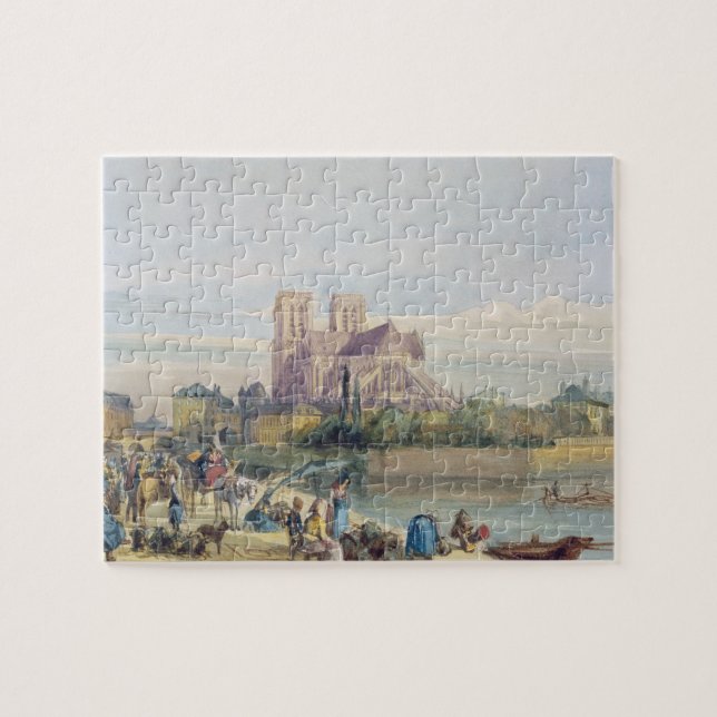 Notre Dame Paris (w/c på papper) Pussel (Horisontell)