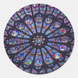 Notre Dame rosa fönster Runt Klistermärke