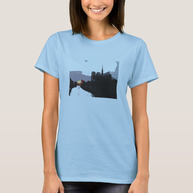 Notre Dame solnedgångskjorta Tee Shirt (Framsida)