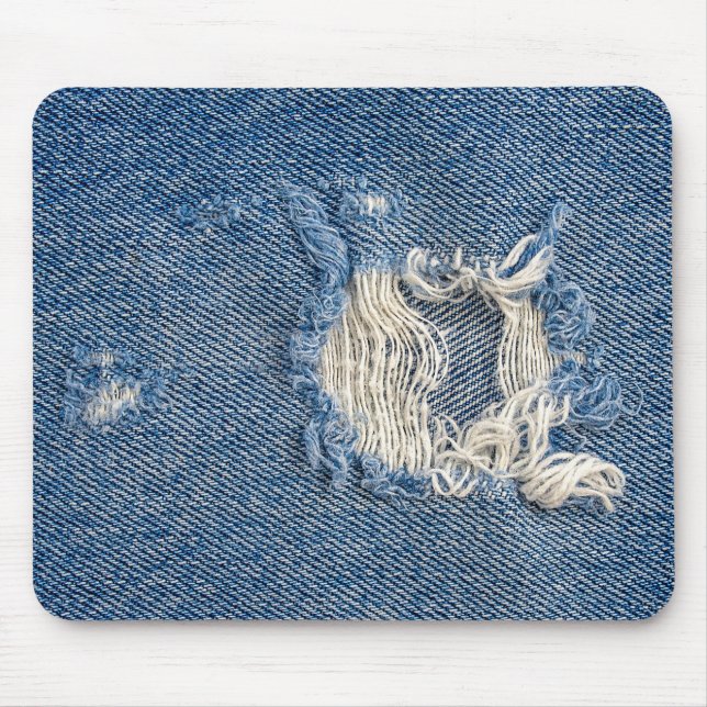 Nött blå denim musmatta (Framsidan)