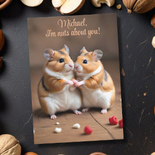 Nötter om dig Hamsterpar Alla hjärtans dag-kort Julkort