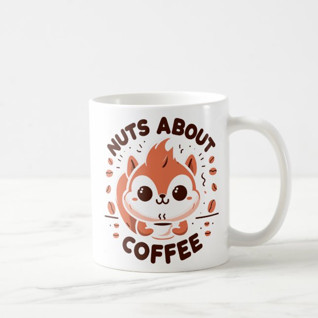 Nötter om kaffe Roligt Kawaii Ekorre  Kaffemugg (Höger)