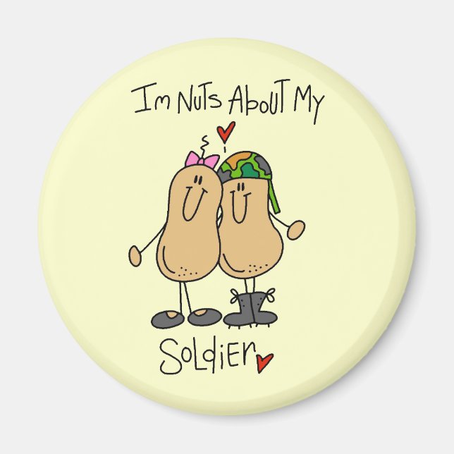 Nötter om mina soldat T-shirts och presenter Magnet (Framsidan)