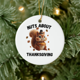 Nötter om paj – Söt garn ekorre Thanksgiving Julgransprydnad Keramik